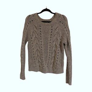 Lucky Brand Women's Sweater Cable-knit Cotton/Poly/Wool Blend Light Brown Large